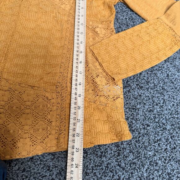 Anthropologie Eze Sur Mer Cotton Top Yellow, Long Sleeve, Size Small Boho NWT - Picture 11 of 12